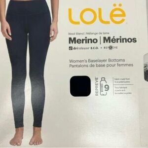 Lolë Women's Merino Baselayer Bottoms - Navy wool blend size s new in box